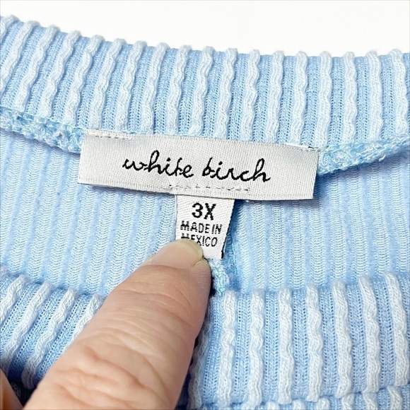 White Birch Ribbed Knit Dress 3X flutter sleeve pastel blue casual stretch comfy - Picture 6 of 12